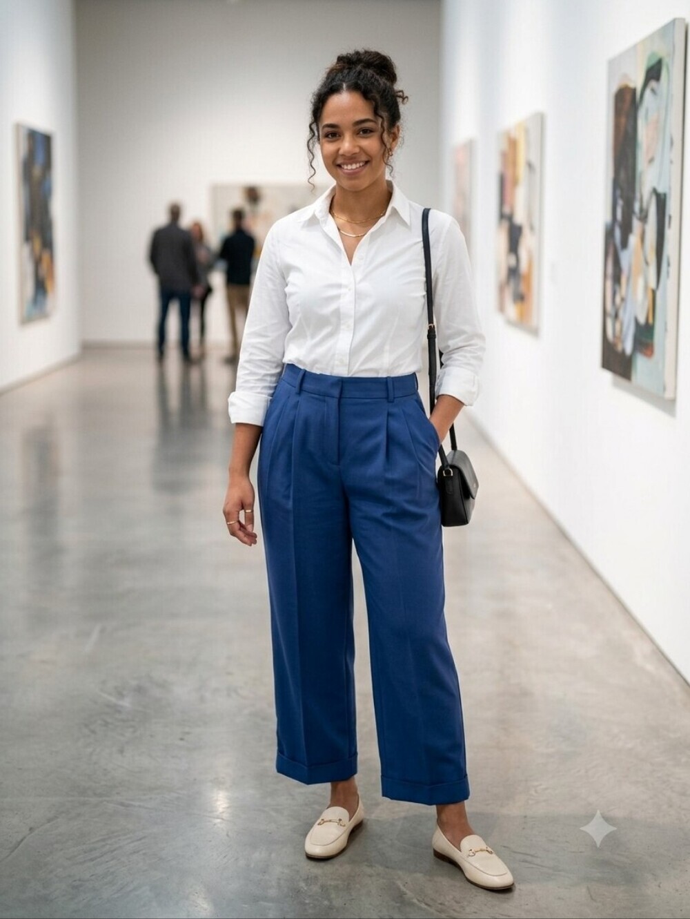 J. Crew Wide-Leg High-Waist Blue Trousers